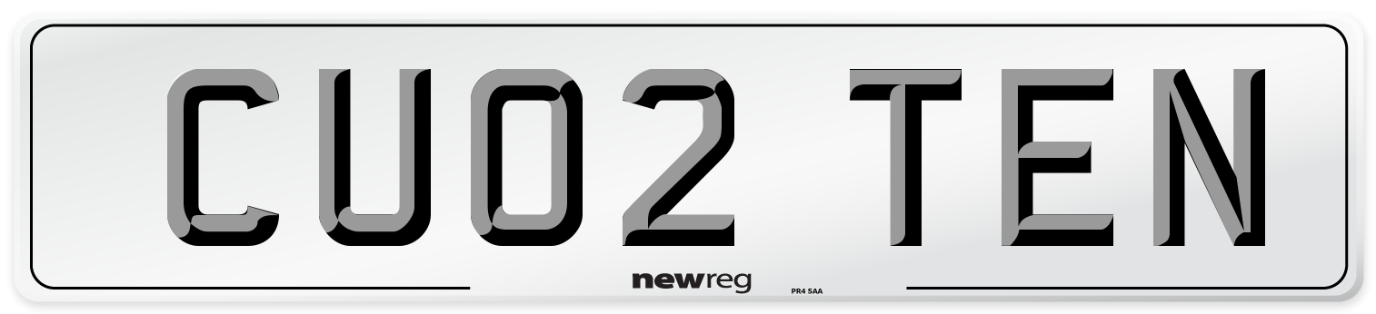 CU02 TEN Number Plate from New Reg